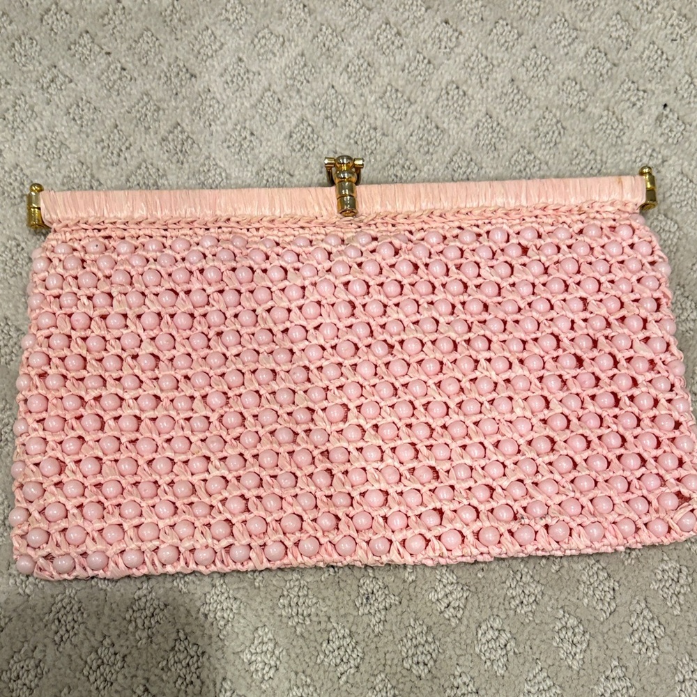 Vintage  Pink beaded Clutch Bag